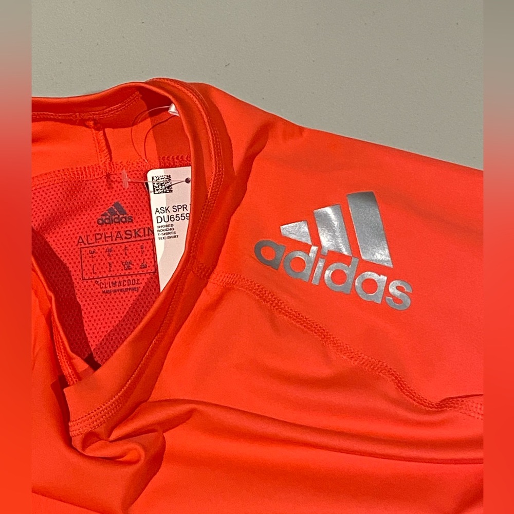 adidas Alphaskin Short-Sleeve Athletic Jersey, Ruby Red, size L, NWT - Picture 3 of 9